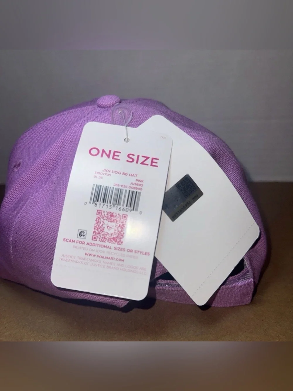 Justice Kids Purple Glitter Baseball Hat with Animal Patch